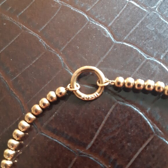 Fossil Rose Gold Plated 6 Inch Single Strand Bracelet, Signed - Picture 4 of 11